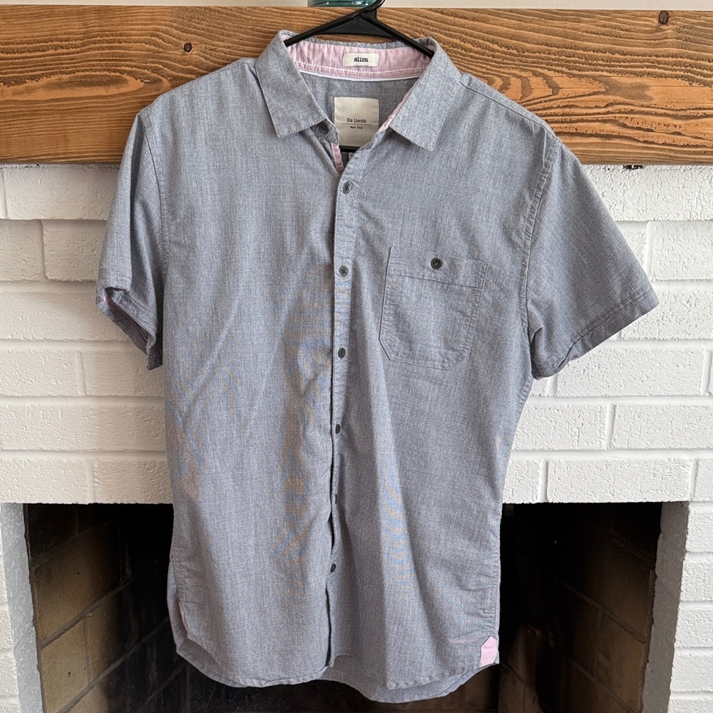 Casual Gray Button-Down Shirt for Men